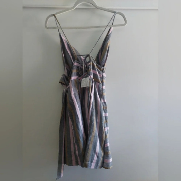 Free People Party Time Mini striped strappy summer dress New!! Flawed - Picture 5 of 9